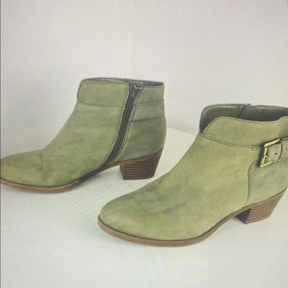 Green Suede Ankle Boots